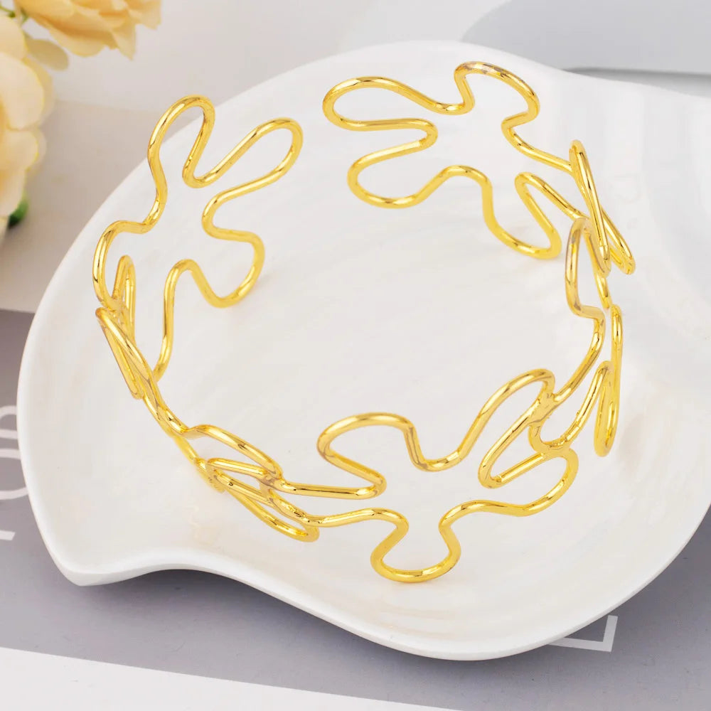 Butterfly Flower Open Armlet Jewelry Set, Greek Goddess Upper Arm Bangle Earrings for Nigerian Women, Simple Party Acce
