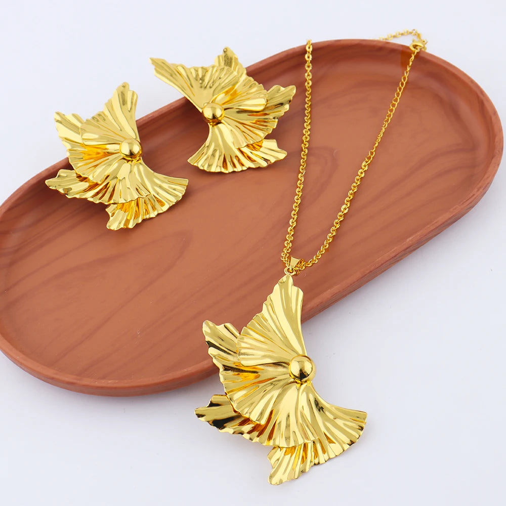 Plated Round Tassel Jewelry Sets for Women – Elegant Necklace & Earrings for Wedding Party Gift Accessories
