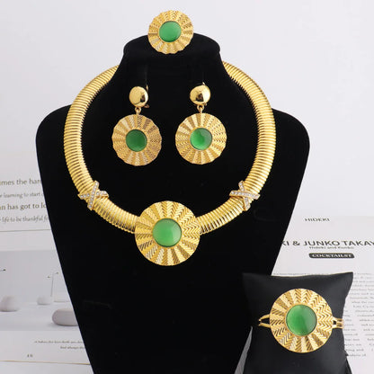 Joyería de oro de alta calidad para niñas, juego de joyas de oro etíope, juego de collares con aretes de boda africana de Dubái