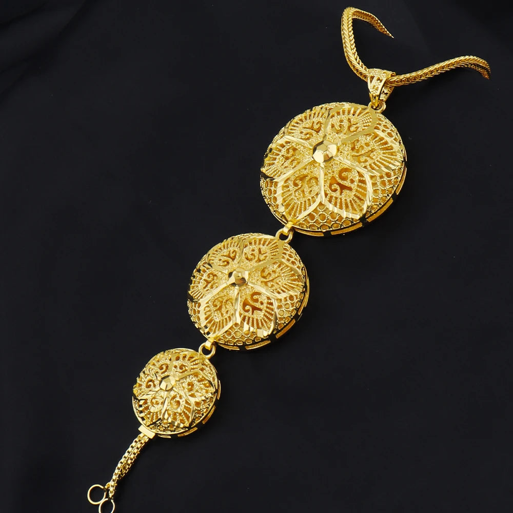 Indian Stainless Steel Jewelry Sets for Women Dubai Gold Plated Necklace Earrings For Set  Wedding Party Gift Bridal Accessory