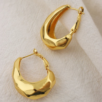 Smooth Chunky Tone Round Hoop Earrings for Women Girls Thick Wide Metal Statement Vintage Jewelry Gift Earring Set Chic