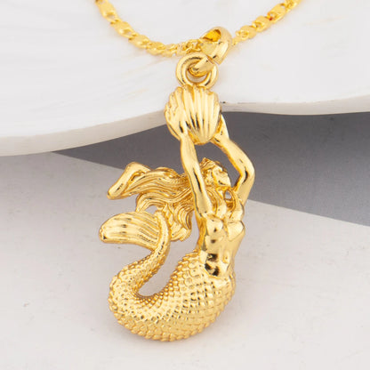 Mermaid Pendant Necklace For Women Men Charm Keychain Copper Pendant America France Jewelry Accessories For Party Jewelry Making