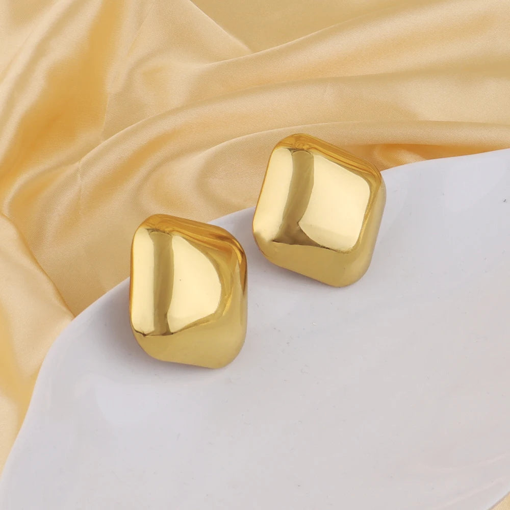 Stainless Steel Square Stud Earrings For Women 18K Gold Plated  Geometric Earring Trendy Weeding Jewelry Accessories Gift