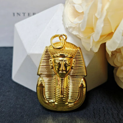 18K Gold Plated Pharaoh Portrait Pendant for Women & Men, Ethiopia Luxury Necklace Charm DIY Jewelry Making, Party Gift Jeweller