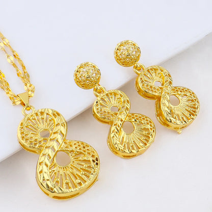 African 24K Gold Plated Necklaces Earrings Jewelry Set For Dubai Indian Nigeria Women Bridal Wedding Party Gift Jewellery