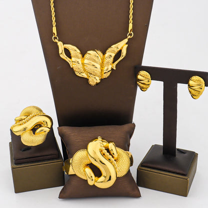 NKLS Snake-Pattern Jewelry Set for Women: Necklace, Earrings, Ring & Bangle Gift for Party Women’s Day, Africa Luxury