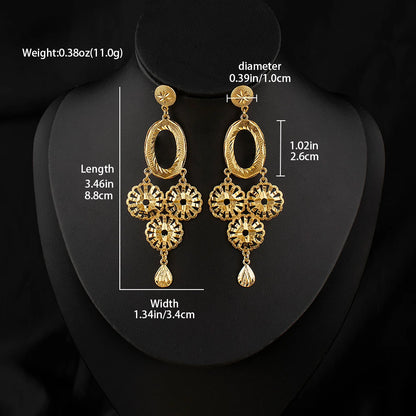 Dubai Gold-Plated Jewelry Statement Earrings for Women with Openwork Design, Suitable for Everyday Wear, Hypoallergenic, and Wat