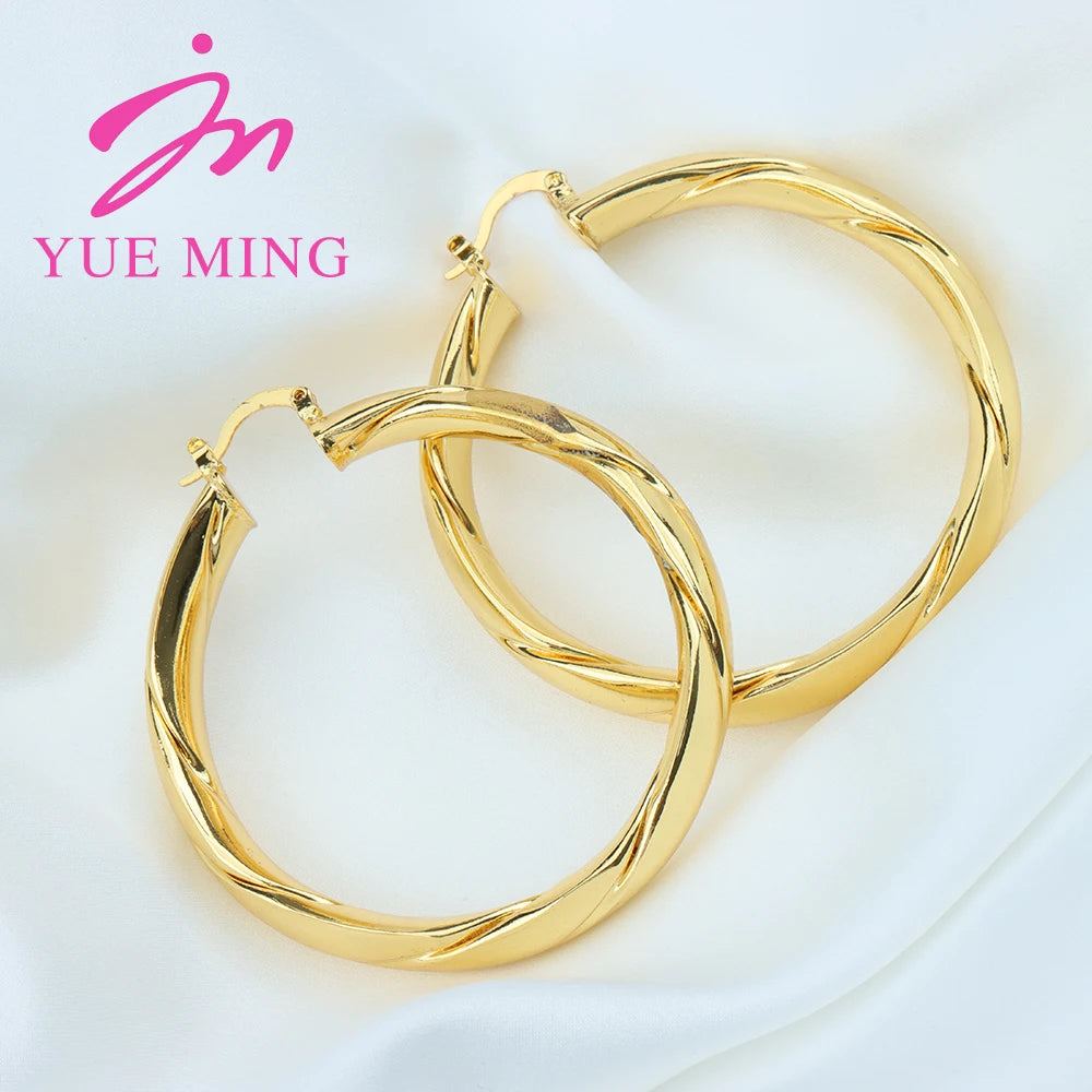 Big Hoop Earrings 60MM 18K Gold Plated Clip Copper Round Circle Earrings for Women's Fashion Statement Golden Punk Charm Earring - YUEMING JEWELRY