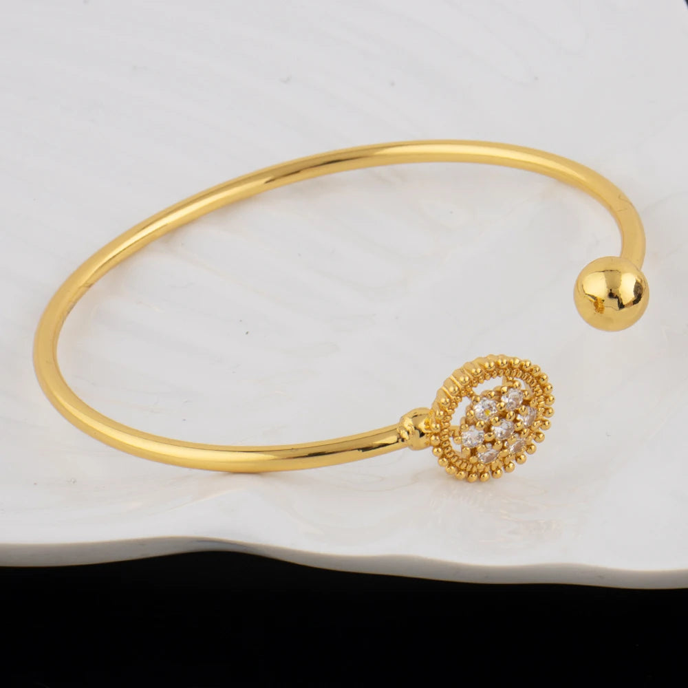Italian Zircon Flower Bracelet, Adjustable Bangle for Women, Romantic Wedding Party Gift, Chic Accessories for Jew