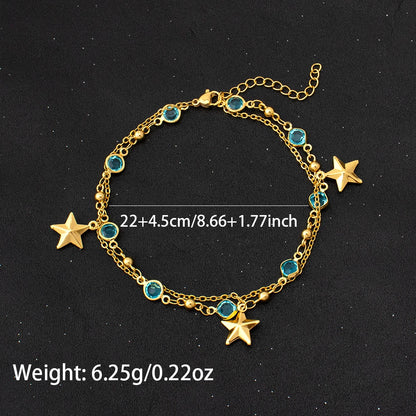 women foot jewelry Stainless Steel Luxury Shiny Zircon Anklets Bracelet 18K Plated Waterproof Statement Jewelry Gift New