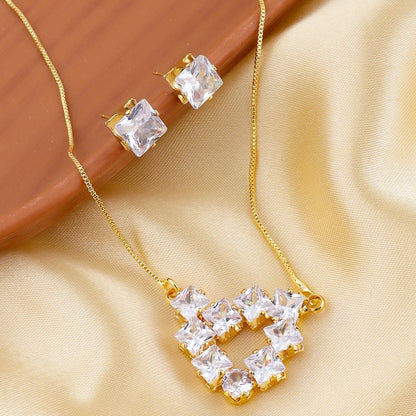 Crystal Zircon Earrings Necklace Set for Women Personalized Fashion Daily Accessories Party Jewelry Birthday Anniversary Gifts