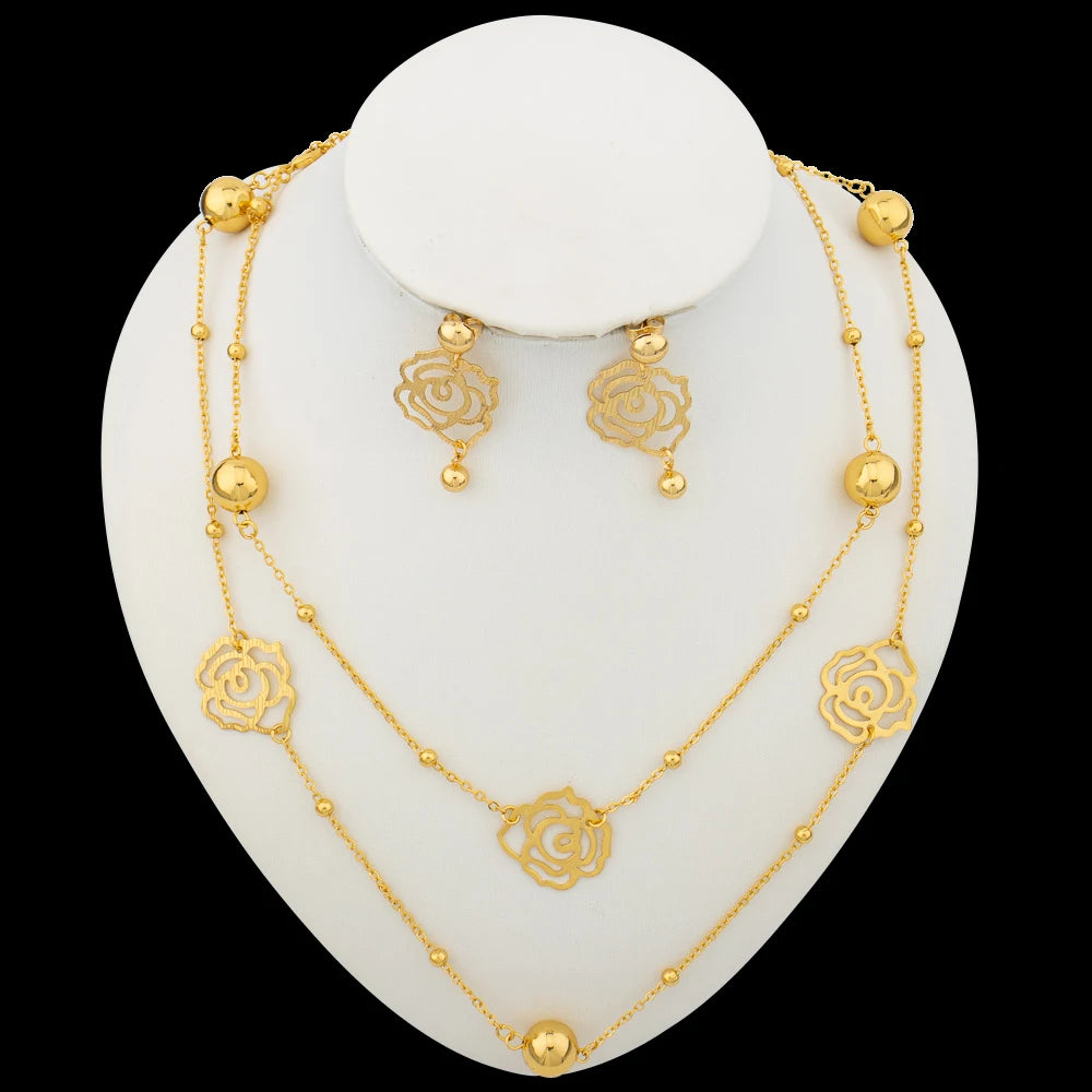 Fashion Jewelry Set for Women Twinkle Star Design Long Chain Necklce and Earrings Gold Plated Copper Waist Jewelry Accessories
