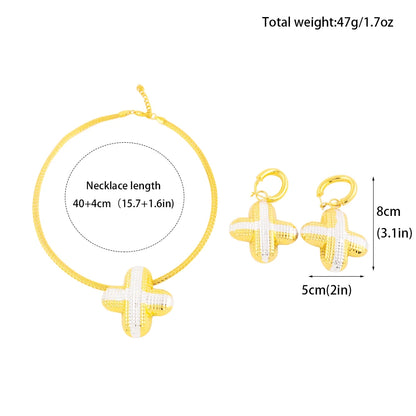 Luxury and Chunky Dual Color + Shape Jewelry Set for Women Nigeria High Quality Earrings Choker Necklace Gift for Party Daily