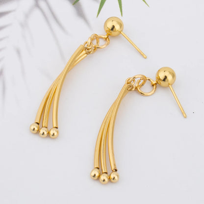 Stainless Steel Gold Color Beaded Round Necklace Earrings Bracelet Metal Multi Layer Jewelry For Women Party Waterproof Gift