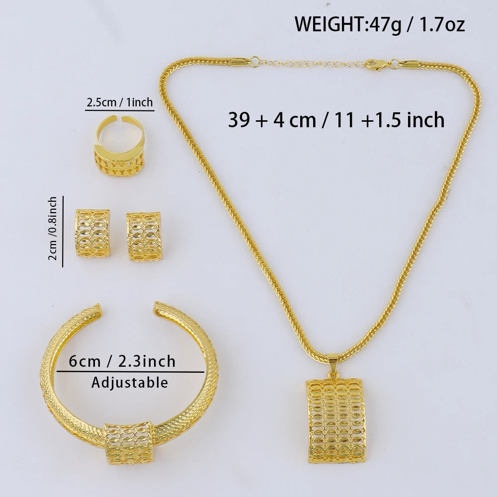 New Dubai African Jewelry Set Luxury 24K Gold Color girls jewelry set for Women Waterproof Beach Party Jewelry Summer