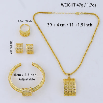 New Dubai African Jewelry Set Luxury 24K Gold Color girls jewelry set for Women Waterproof Beach Party Jewelry Summer