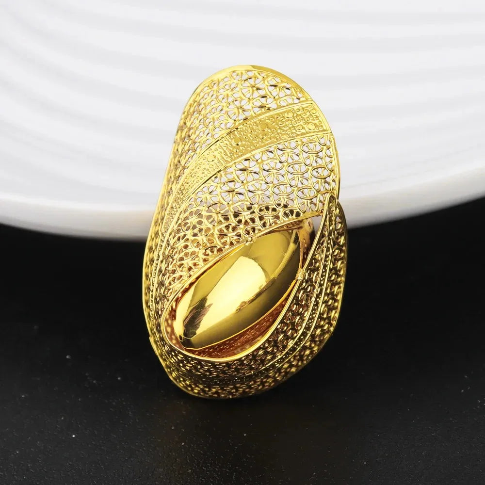 2025 New Women Style Design Ring and Earrings Girls Exaggerated Hollow Out Pretty Jewelry Set For Party Wedding Mother's Day