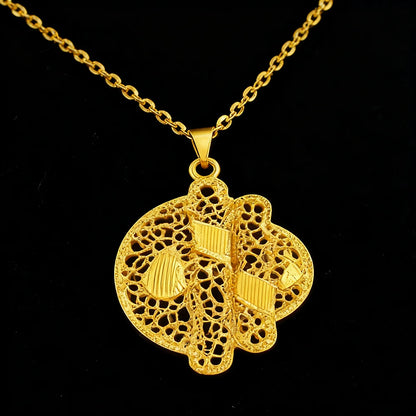 ethiopian jewelry set gold Necklace and earrings set for women 24k high quality plated jewelry sets weddings mother gifts