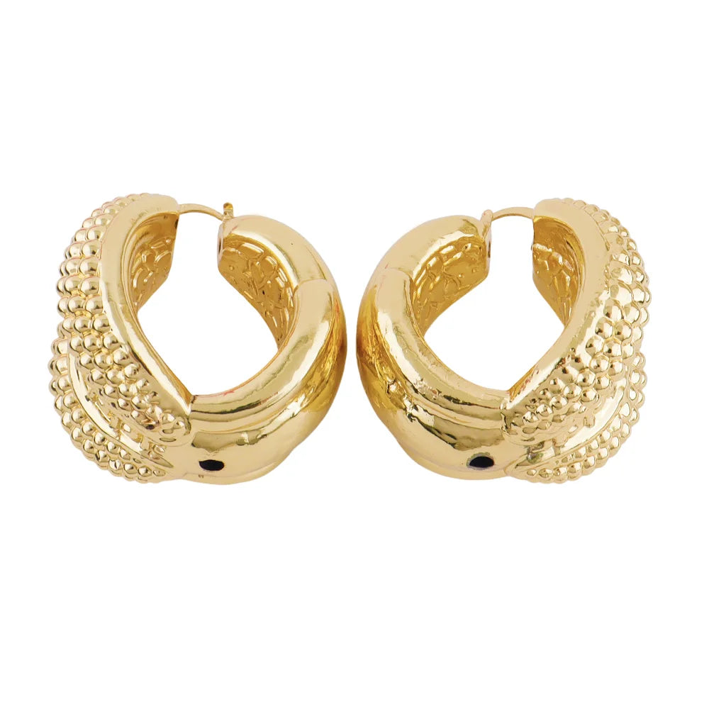 Luxury Dubai Hoop Earrings Women's Jewelry Large Drop Earrings Nigeria Wedding Bridal Earrings Jewelry Wholesale Party