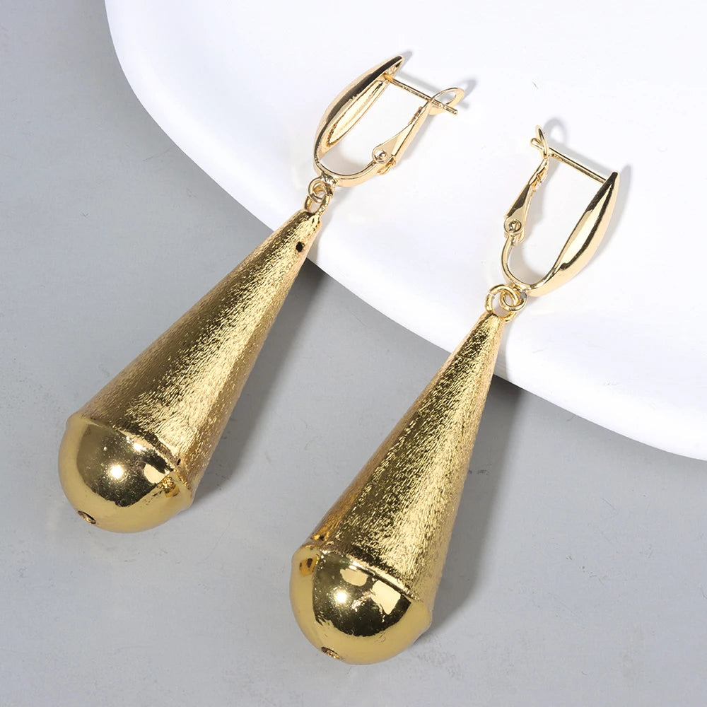 Simple Fashion Earrings for Women Girl Geometric Dubai Gold Plated Drop Earrings Exquisite Creative Wedding Bride Jewelry Party