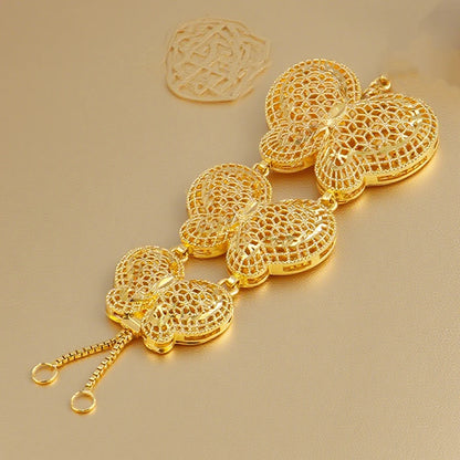 Dubai Gold Color Jewelry Set For Woman Bridal Nigerian Butterfly Shape Stainless Steel Necklace Earrings Jewellery Set Party Gif
