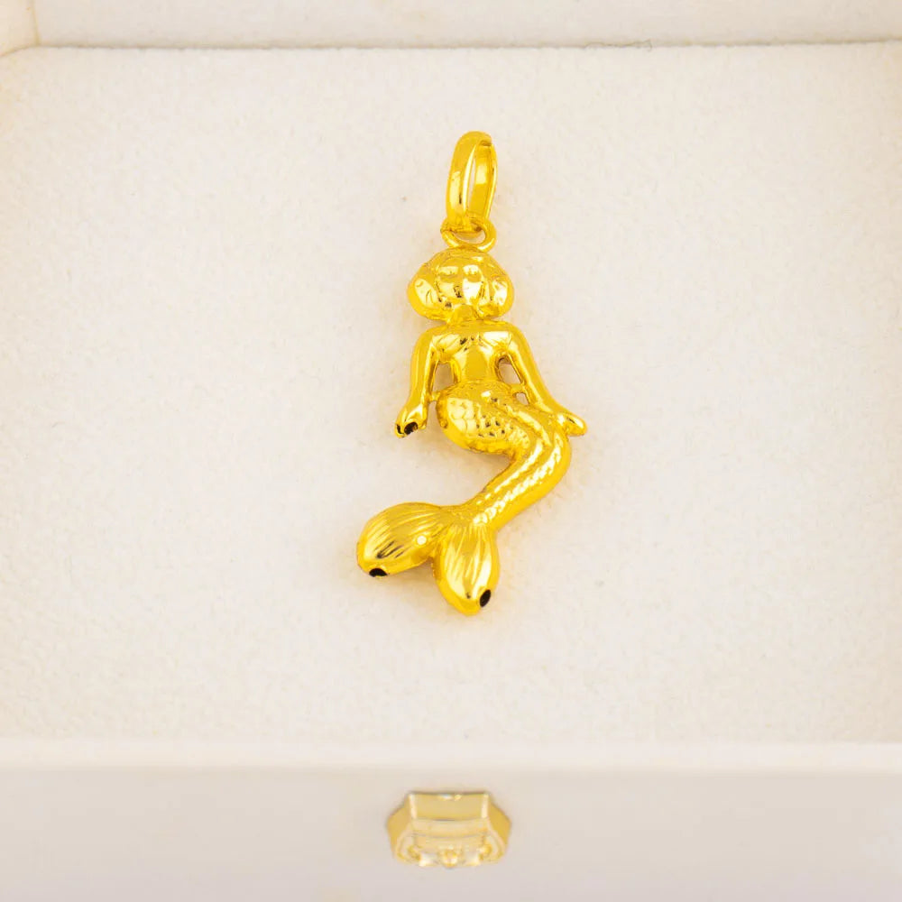 Fashion Mermaid Key Pendant for Women Necklaces Copper Gold Plated Jewelry Accessories Making Component Wholesale