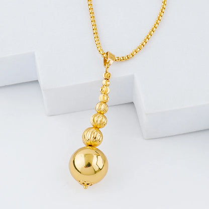 Dubai Beads Design Earrings Pendant Bangle Ring Lady Elegant Jewelry Set Luxury Copper Gold Plated Vintage Jewelry Set for Women