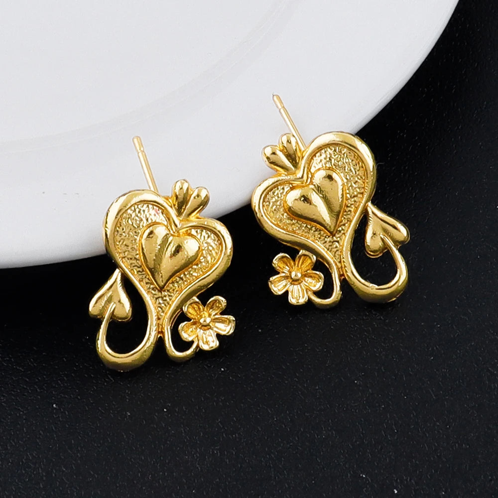 Geometric Earring Set Love Necklace Women Luxury Design Gold Plated Jewelry Set Fashion Dubai Jewelry Vintage Accessories Party