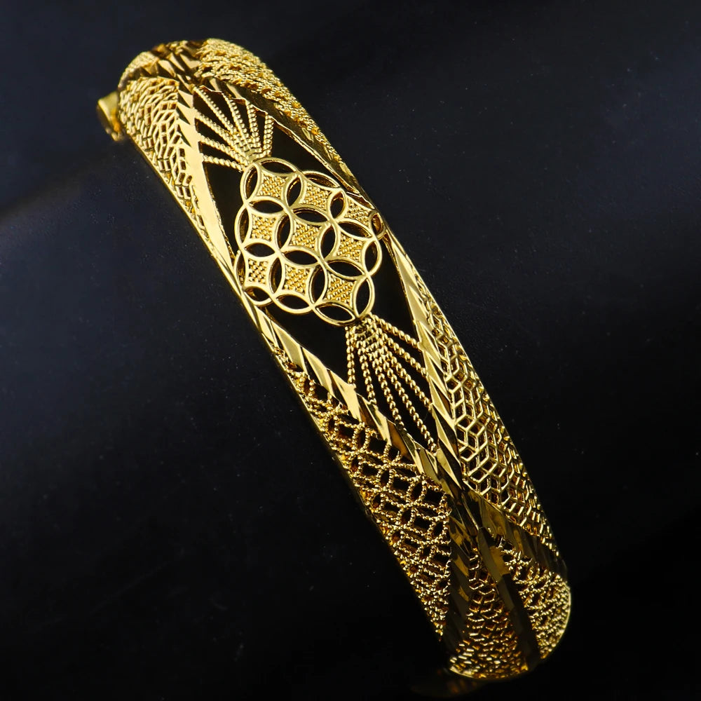 Women Charm Bracelet 24K Gold Plated Bangles for Women Middle East Wedding Accessory Bridal Bracelets Jewelry