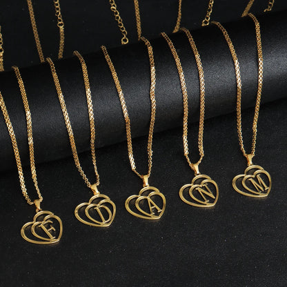Dainty Letter Necklaces Stainless Steel For Women Gold Color Minimalist love Necklace Femme Wedding Jewelry Gift
