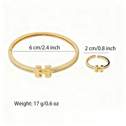 luxury jewelry accessories shine crystal design cocktail bracelet bangle ring bride weddings High Temperament  jewelry sets