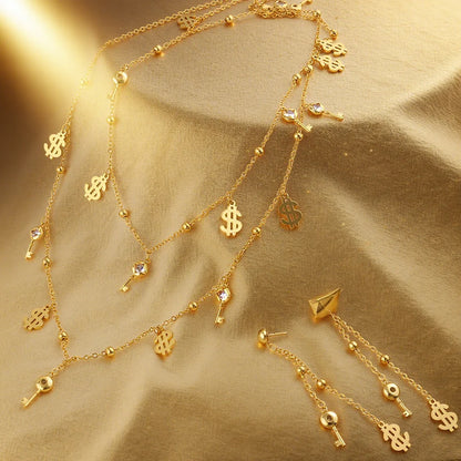 Bohemian earring and necklace jewellery set for woman Dollar style Tassel Earrings Necklace Beach Jewelry Vacation Gift