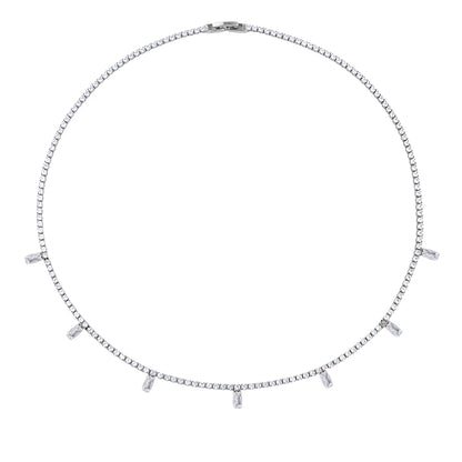 Waterproof Hypoallergenic Colorful Cubic Zirconia Stone Necklace Jewelry Set 18K Gold Plated Women's Necklace Jewelry
