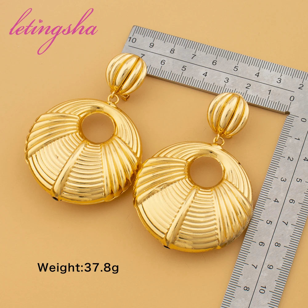 African Fashion New Drop Earrings Copper Dubai Large Style Earrings For Women Party Daily Wear Wedding Gift Ear Jewelry