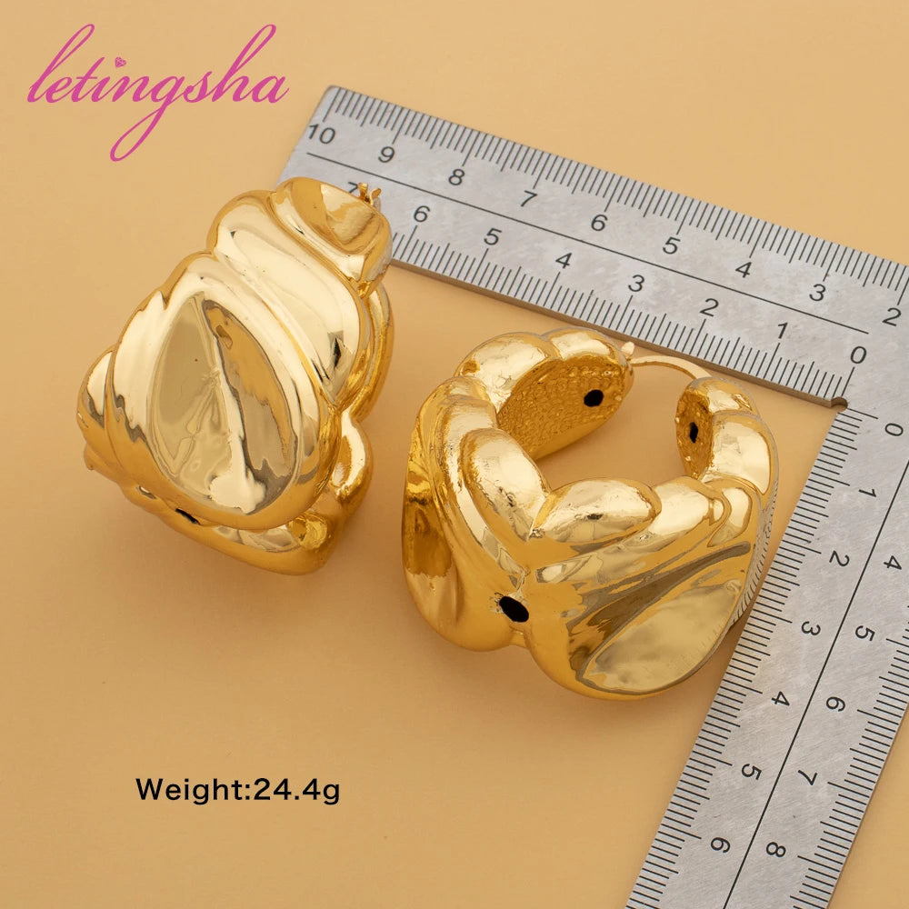 Large Exaggerate Geometry Earrings For Women Fashion Copper Hoop Earrings Ear Clip Lady Wedding Party Jewellery Gift