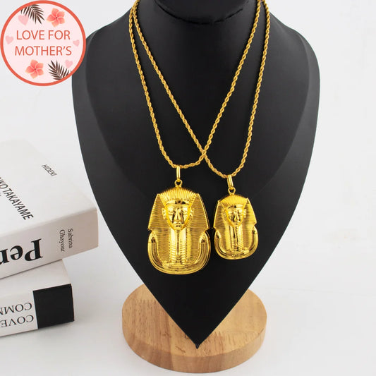 Ethiopia Gold Color Pendants for Necklace Women Men Luxury Gold Plated Pharaoh's portrait Pendant Jewelry Making for Party