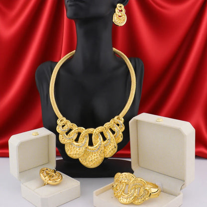 Africa Dubai Luxury Necklace Earrings Ring Bracelet Jewelry Set for Women Wedding Party Bridal Gift