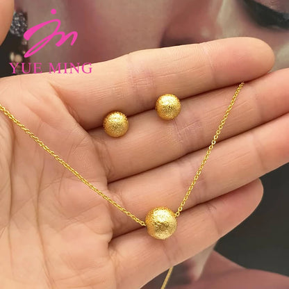 Fashion Jewelry Sets Lucky Beads Pendant Necklace for Women Romantic Earrings Daily Wear Anniversary Gifts Charm Clavicle Chain