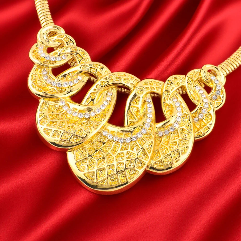 Africa Dubai Luxury Necklace Earrings Ring Bracelet Jewelry Set for Women Wedding Party Bridal Gift