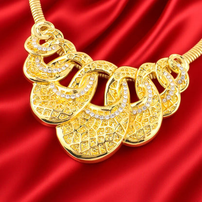 Africa Dubai Luxury Necklace Earrings Ring Bracelet Jewelry Set for Women Wedding Party Bridal Gift