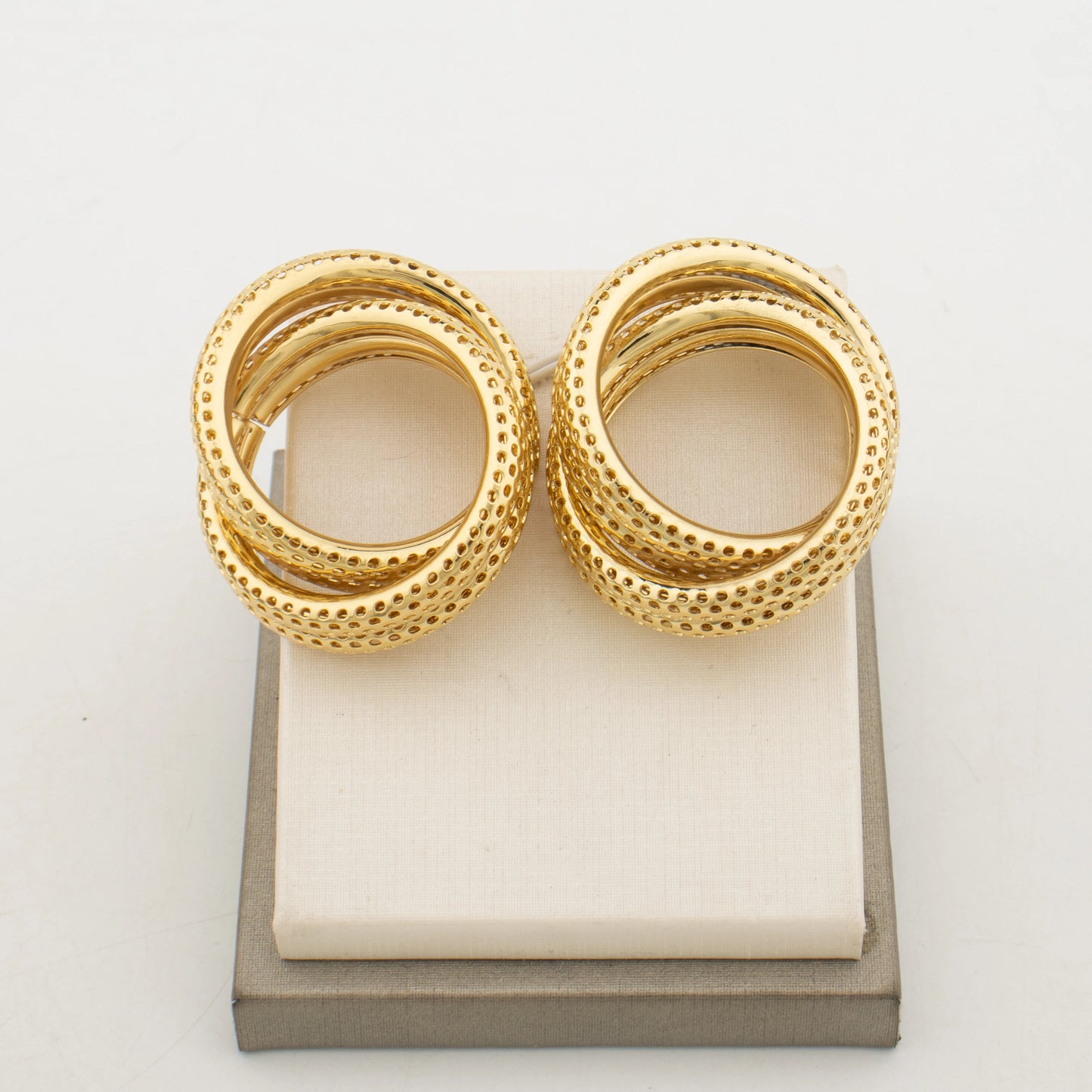 Round Big Twist Hoop Earrings Trendy 18K Gold Plated Elegant Earrings for Women Fashion Jewelry Accessories Birthday Party Gift