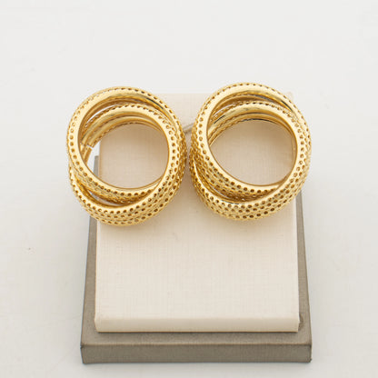 Round Big Twist Hoop Earrings Trendy 18K Gold Plated Elegant Earrings for Women Fashion Jewelry Accessories Birthday Party Gift
