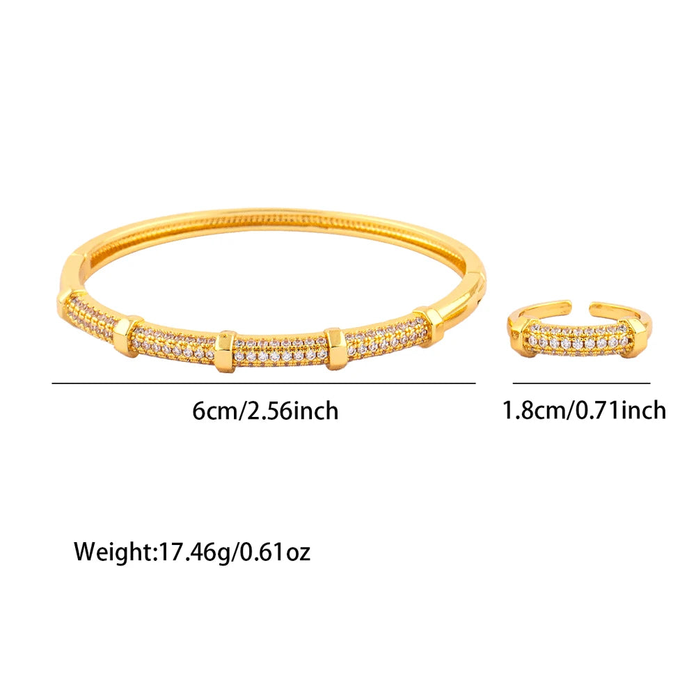 Exquisite Classic Pattern Stainless Steel Gold Color Snake Opening Zirconia Bracelet Women's Jewelry Accessories Summer Gift