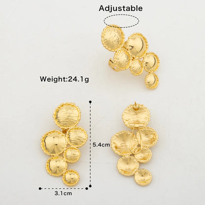 Trendy Jewelry Set for Women Dubai 18K Gold Plated Round Earrings Fashion Ring Party Bridal Wedding Gifts Jewelry Accessories