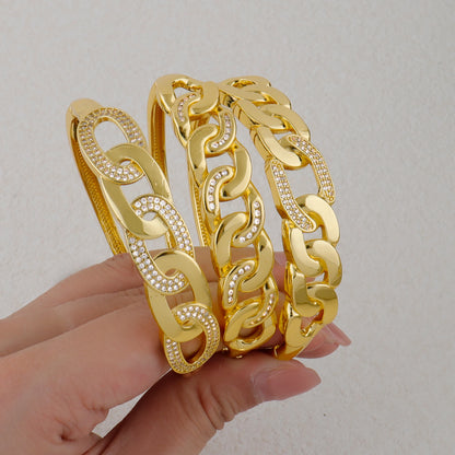 Plated Stainless Steel Eye Zircon Buckle Bracelet for Women Minimal Ins Jewelry Gift Earrings Set