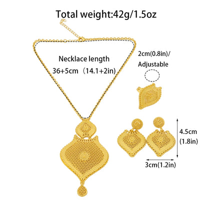 Dubai 24K Golden Plated Jewelry Set African Women's Banquet Wedding Necklace Set Nigerian Wedding Jewelry Wholesale