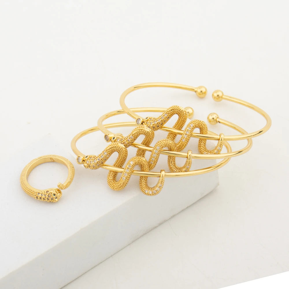 Gothic Snake Finger Bracelet & Ring Set, New Fashion Punk Jewelry for Women, Personality Accessories for Jewelry Gift