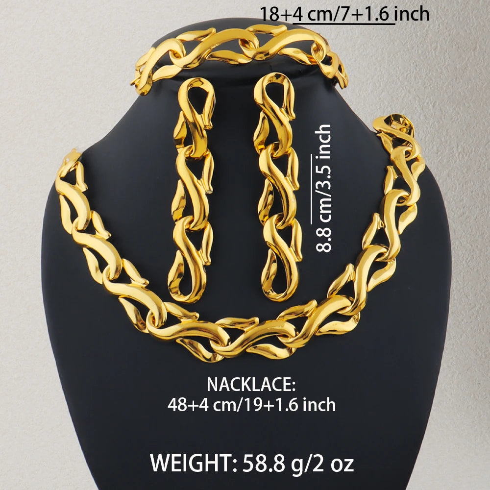 3PCS necklace big set luxury dubai women earrings necklace bracelet jewelry set valentine day choker necklace Jewelry Gift