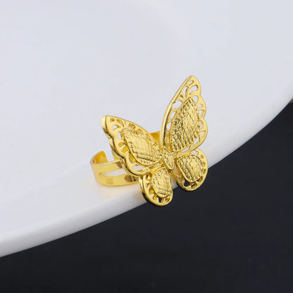 18K Gold Plated Hollow Out Butterfly Necklace Earring Set For Women Charm New Fashion Nigerian Indian Bridal Party Jewelry Gifts