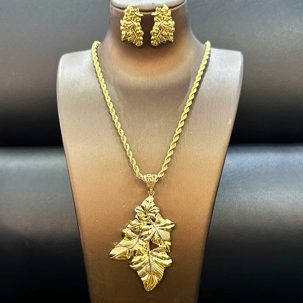 YM Jewelry Set for Women Gold Color Bridal Wedding Ethiopia Dubai Nigerian African Necklace Earrings Bracelet Ring Jewellery - YUEMING JEWELRY